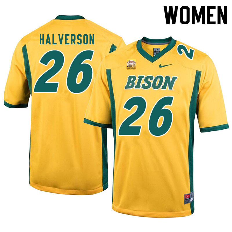 Women #26 Jacob Halverson North Dakota State Bison College Football Jerseys Sale-Yellow - Click Image to Close